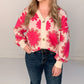 Groovy Button Up Floral Cardigan, Pink