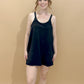 Margot Mineral Washed Knit Mini Dress w/ Romper Underneath, Black