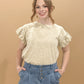 Dusti Wing Sleeve Cotton Slub Mineral Wash Knit Top, Khaki