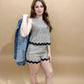 Kallissa Stripe Wave Hem Sleeveless Top, Khaki / Black (matching set)