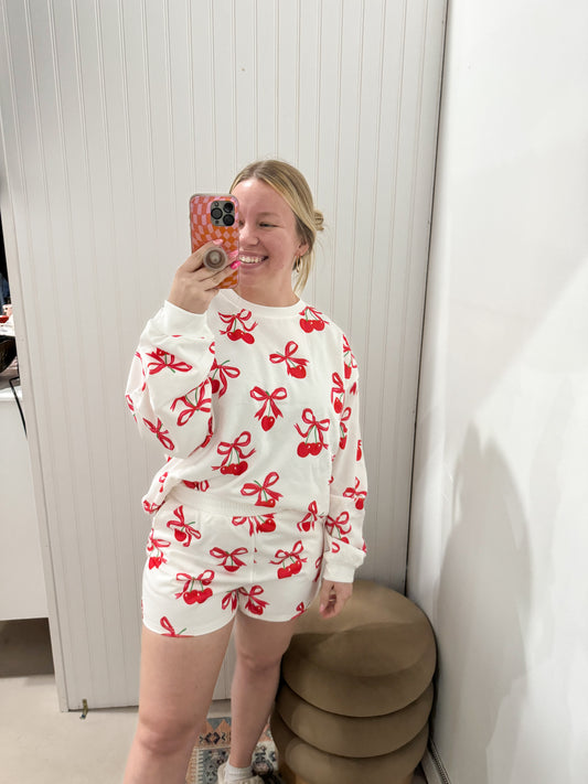 Coquette Cherry Lounge Top, Crewneck