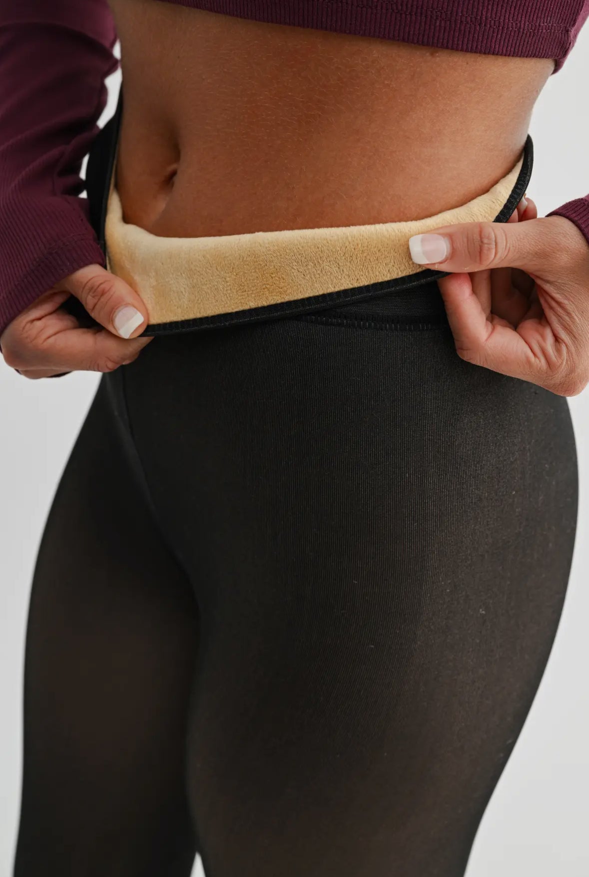 Fur Lined High Waisted Tights, Black