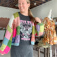 Tate Hand Crochet Chunky Cardigan, Green Multi