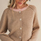Crissi Two Tone Sweater Cardigan, Beige / Pink