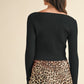 Gracie Pointed Hem Ribbed Sweater, Black