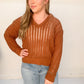 Tymber Open Knit Hooded Sweater, Brick