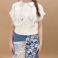 Yazzie Cable Knit Short Sleeve Sweater Top, Oatmeal