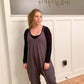 Lillian Ribbed Drop Crotch Jumpsuit, Charcoal