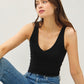Bella V-Neck Jersey Tank, Black