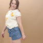 Lindy Round Neck Sleeveless Lemon Patch Knit Top, Cream