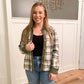 Marley Brushed Plaid Crop Shacket, Taupe/Olive