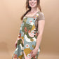 Livi Retro Floral Printed Twill Overalls, Olive / Camel