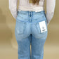 Eliza Super High Rise Wide Leg Crop w/ Square Front Pockets, Mica Denim