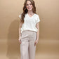 Zena Striped Gauze Flowy Cropped Leg Pants, Amber (matching set)