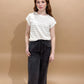 Sedona Striped Crewneck Short Sleeve Sweater, Ivory/Taupe