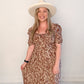 Sutton Floral Print Dress with Sweetheart Neckline, Brown