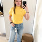 Penny Mock Neck Short Sleeve Top, Butter