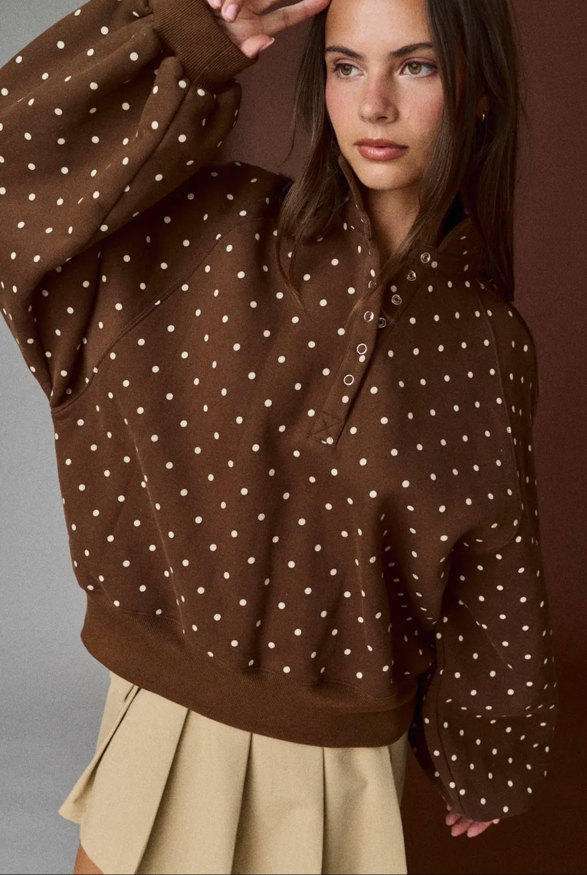 Camille Polka Dot Pullover, Brown