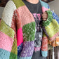 Tate Hand Crochet Chunky Cardigan, Green Multi