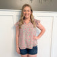Braylee Floral Chiffon Flutter Sleeve Blouse, Green