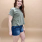 MJ Dark Wash Raw Hem Denim Shorts, Risen