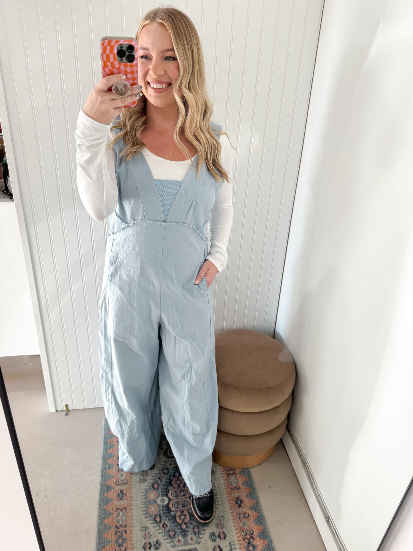 Theadora Mineral Washed Sleeveless Jumpsuit, Denim