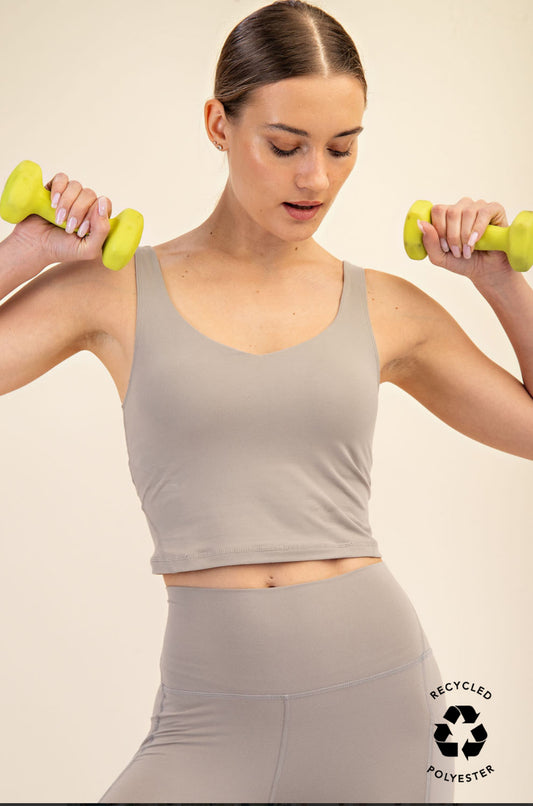 Danika V-Neck Yoga Top, Stone Taupe