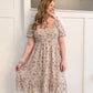 Lennon Floral Tea Length Dress, Whisper Gray