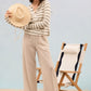 Sophie Metal Eyelet Striped Raglan Sleeve Knit Top, Olive