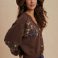 Roan Butterfly Embroidered Cardigan, Chestnut