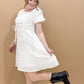 Lila Textured Square Neck Cinched Bust Dress, White