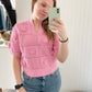 Meredith Floral Crochet Top, Pink