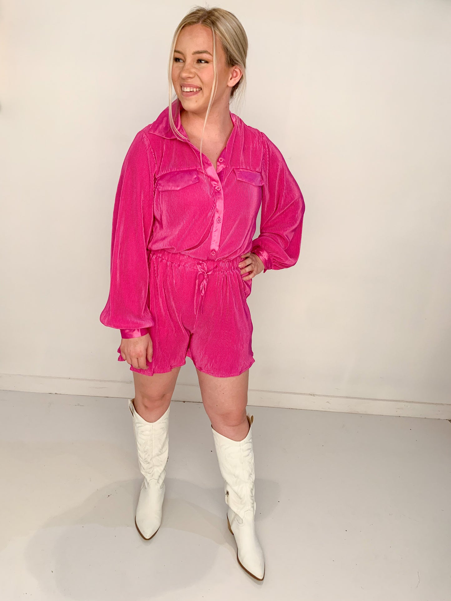 Barbi Girl Romper, Hot Pink