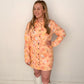 Sam Groovy Floral Print Button Up Mini Dress with Belt, Orange Multi