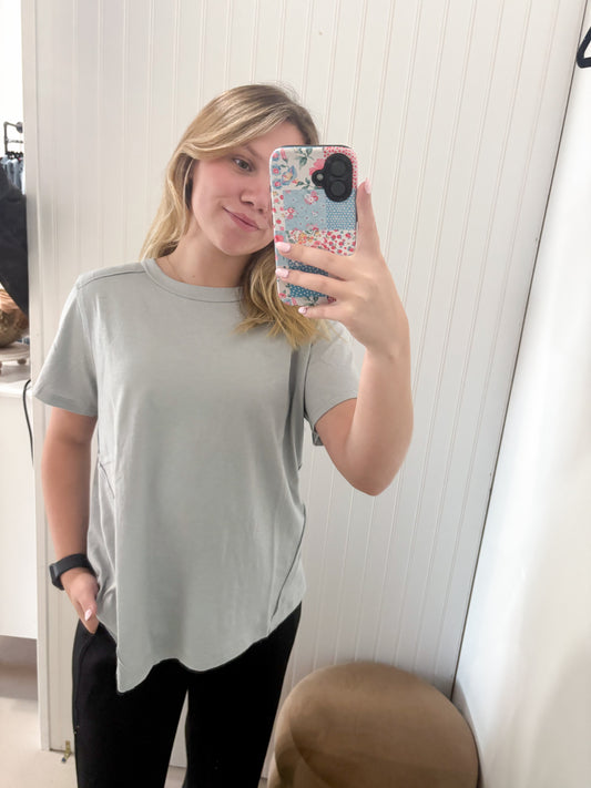Lucky Cotton Slub Short Sleeve Shirt, Light Grey