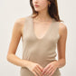 Lillian V-Neck Classic Knit Tank Top, Mocha