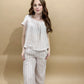 Zena Striped Gauze Flowy Cropped Leg Pants, Amber (matching set)