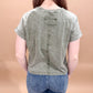 Eden Round Neck Mineral Wash Back Seam Detail Short Sleeve Top, Olive