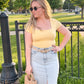 Goldie Square Neck Basic Tee, Lemon Yellow