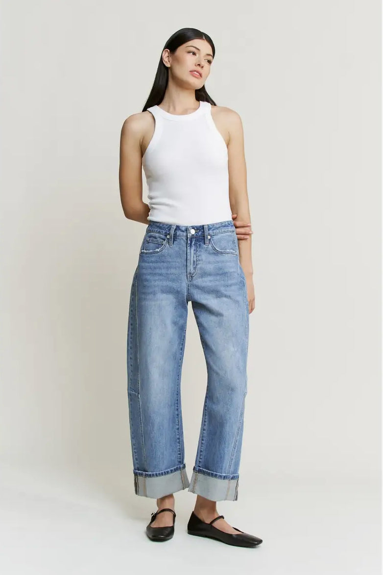 Jae High Rise Barrel-Leg Jeans, Mica Denim