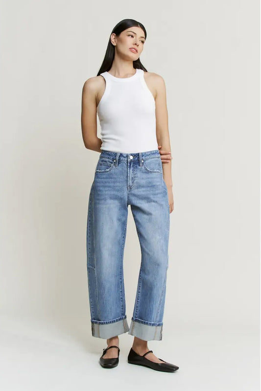 Jae High Rise Barrel-Leg Jeans, Mica Denim