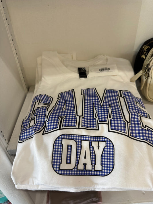 Gingham Game Day Graphics Tee, Royal Blue