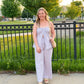 Florence Classic Linen Tube Top / Pants Set, Lavender Blue