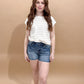 Sedona Striped Crewneck Short Sleeve Sweater, Ivory/Taupe