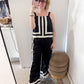 Mindi Black and Cream Linen Pants