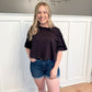 Rizzo Cotton Slub Cropped Tee, Black