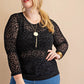 Animal Print Velvet Burnout Long Sleeve Top, Black