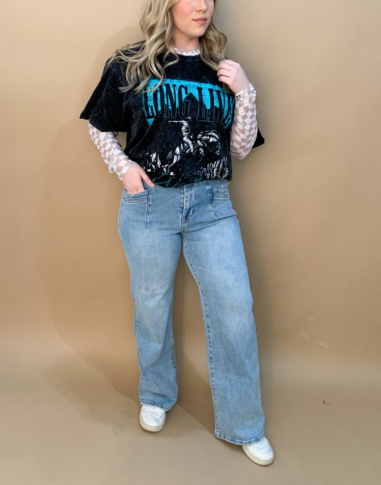Rocker High Waist Wide Leg Jeans, Mica