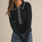 London Contrast Stitch Collared Sweater, Black / Ivory