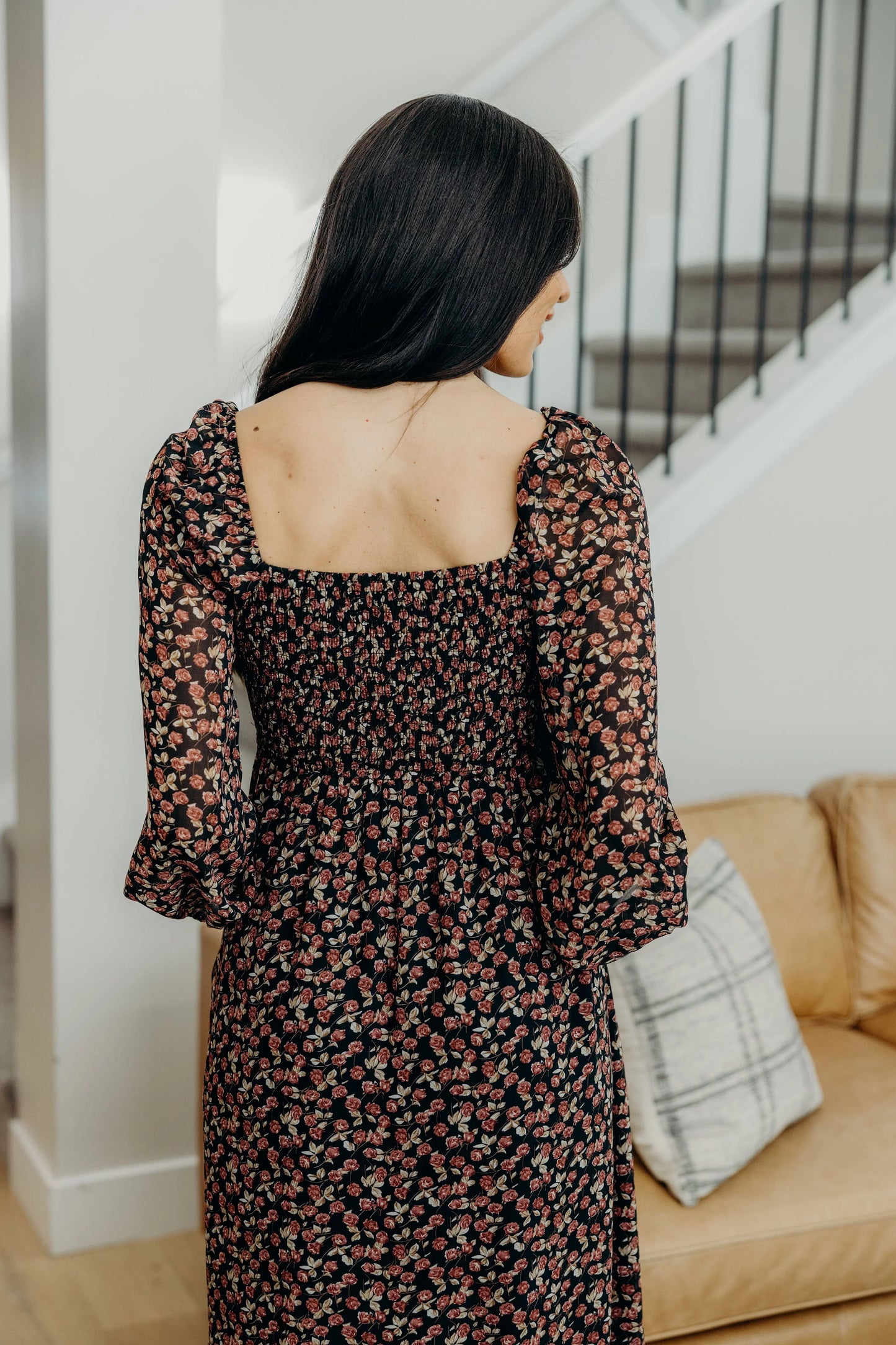 Greer Long Sleeve Floral Midi Dress, Vintage Belle